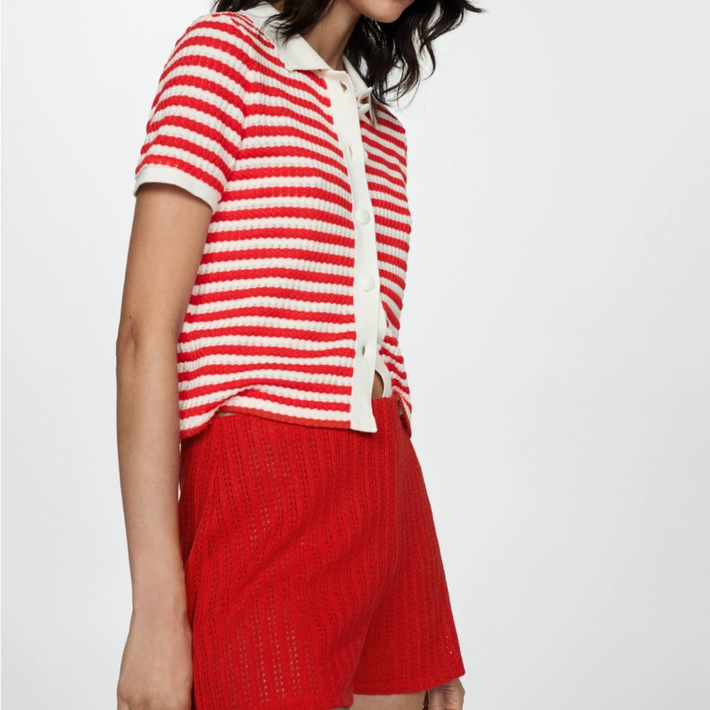 Mango Red High Waist Knit Shorts